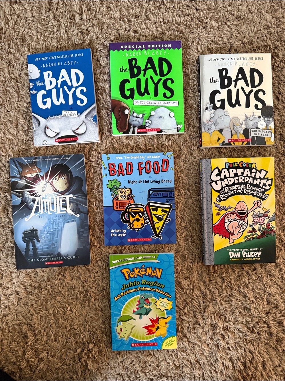 Children's Book Lot - The Bad Guys, Amulet, Captain Underpants, Pokémon,